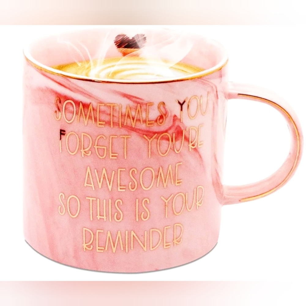 NWOB Pink Marble Inspirational Coffee Mug - Gift